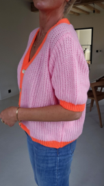 BESS short-sleeved cardigan candy pink