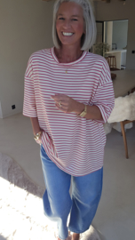 NALIA striped oversized T-shirt fuschia