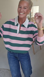 ANTJE striped polo sweatshirt green pink