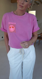 HAPPY cotton T-shirt pink