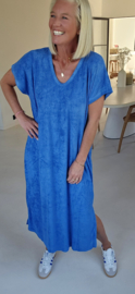 DIDI maxi terry T-shirt dress royal blue v-neck