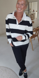 ANTJE striped polo sweatshirt black white