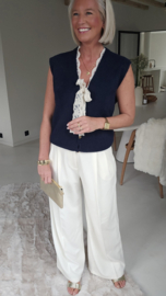 LACE WHISPER sleeveless cardigan navy