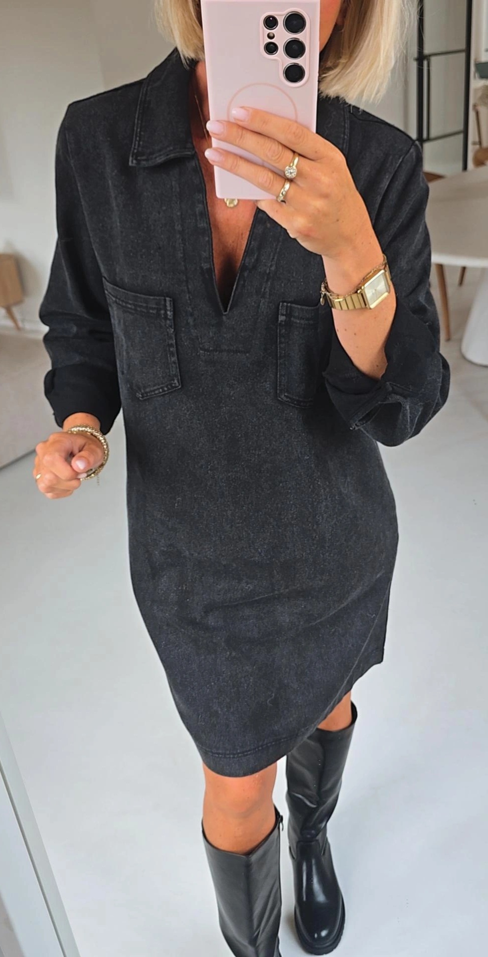 THE PERFECT JEANS 2 longsleeve dress black