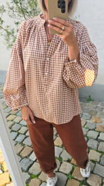 CARIE checkered blouse camel