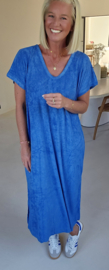 DIDI maxi terry T-shirt dress royal blue v-neck