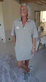 TESS striped sponge dress khaki