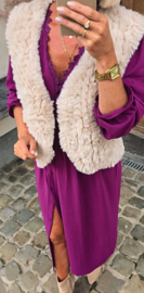 MISHA sleeveless faux fur jacket beige
