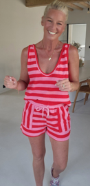 BIBI striped terry set pink red