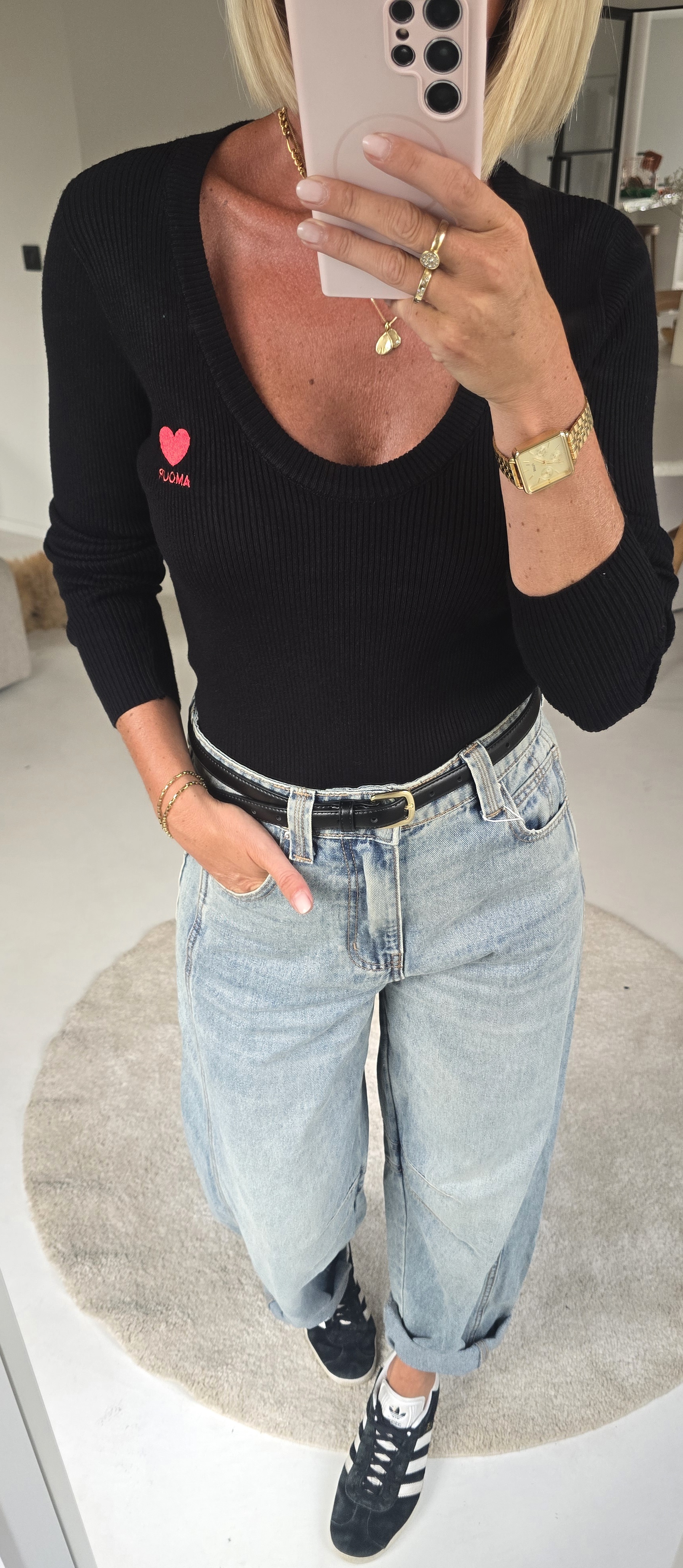 AMOUR warm v-neck longsleeve black