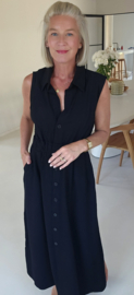 KIRA viscose linen maxi dress black