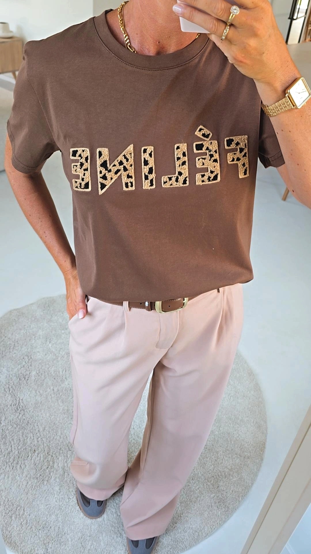FÉLINE cotton T-shirt chocolat