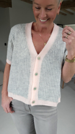 BESS short-sleeved cardigan soft grey