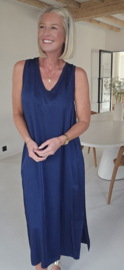 ADRIAN maxi satin dress navy