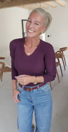 MILIA v-neck basic knit burgundy