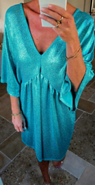 PARTY AND SHINE loose dress turquoise curvy line