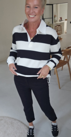 ANTJE striped polo sweatshirt black white