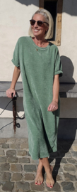 MANDIE soft velvet maxi dress sage green