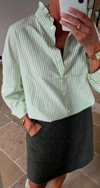 GINNI striped green cotton blouse