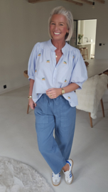 CALM CURRENT relaxed carrot pants blue