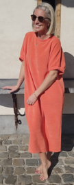 MANDIE soft velvet maxi dress coral