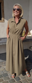 KIRA viscose linen maxi dress khaki