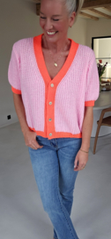 BESS short-sleeved cardigan candy pink