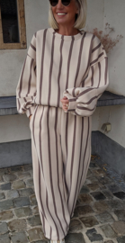 LUCIA striped cotton jogger pants beige