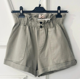 BEVIN cotton paperbag short taupe