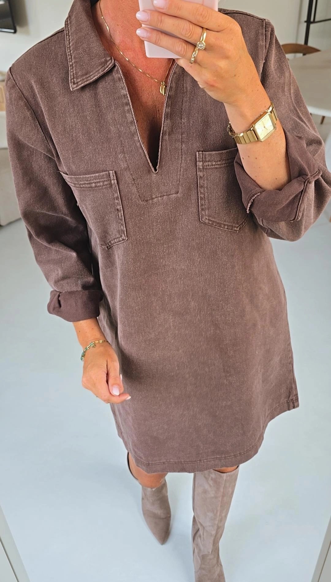 THE PERFECT JEANS 2 longsleeve dress chocolat