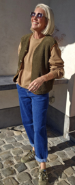 MELIA sleeveless teddy jacket khaki and camel