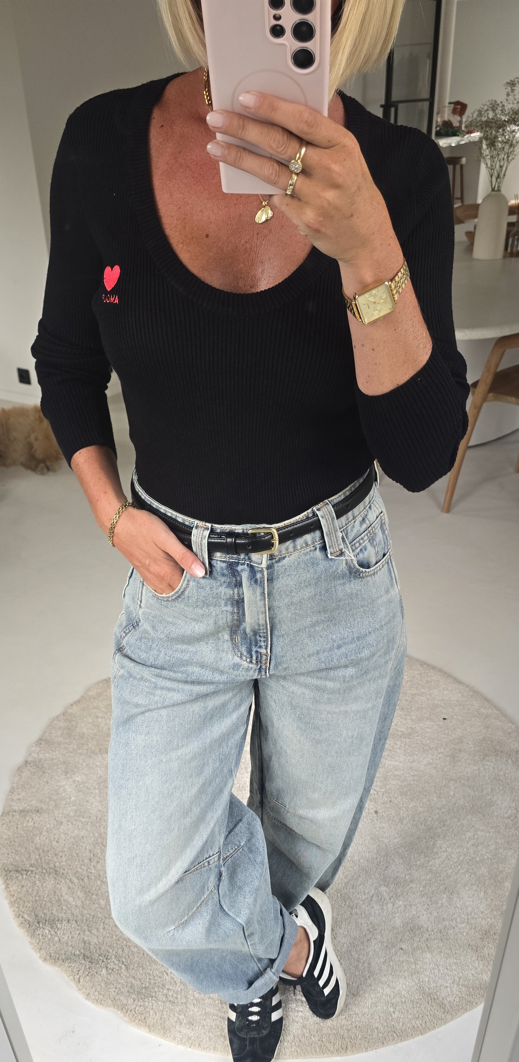 AMOUR warm v-neck longsleeve black