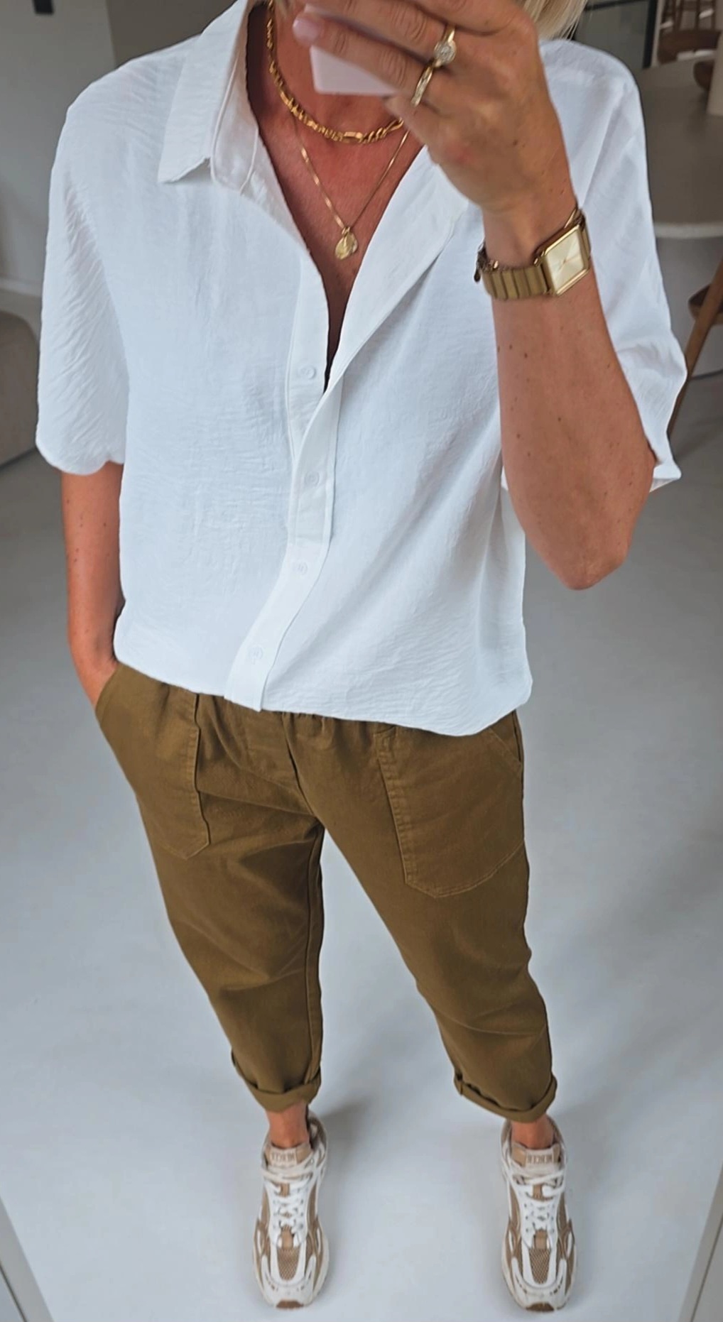 BEVIN cotton paperbag pants moss