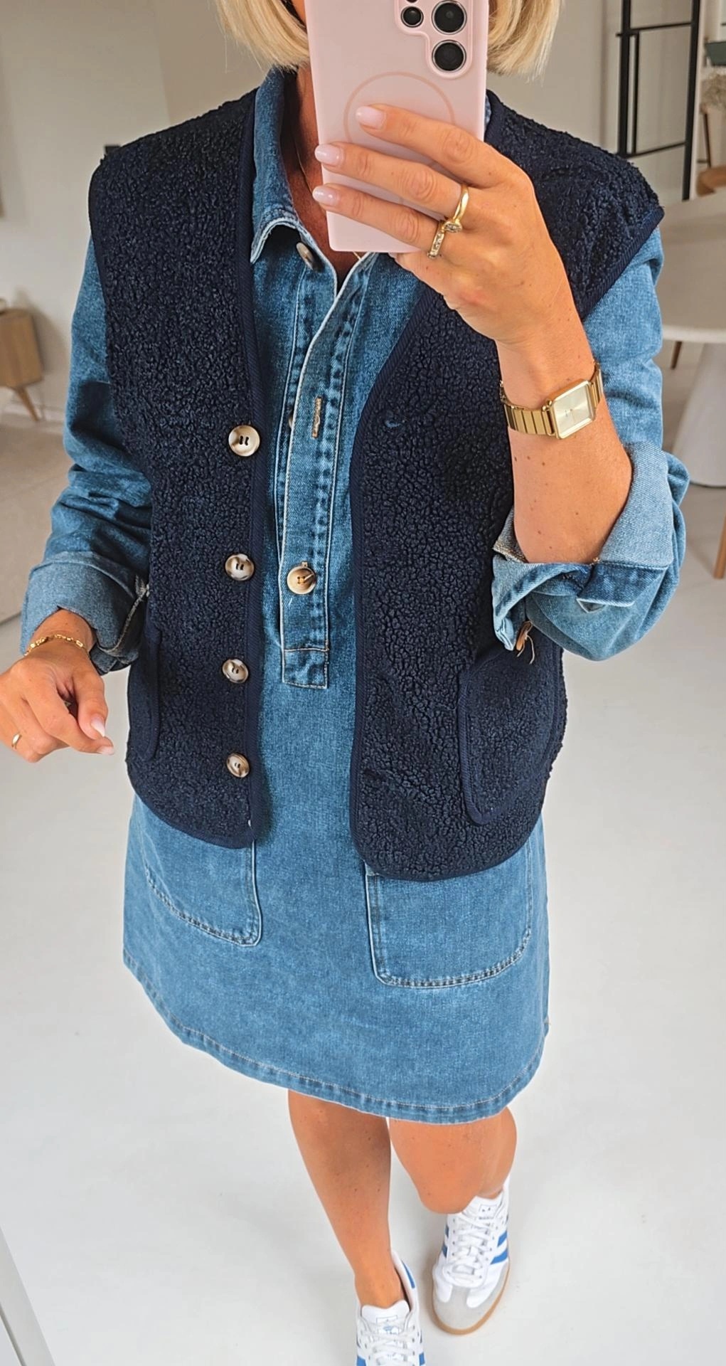 MELIA sleeveless teddy jacket navy