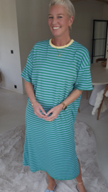 MIAMI striped maxi T-shirt dress green blue