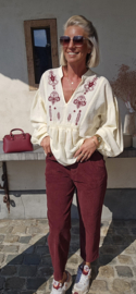 MELODI loose corduroy pants burgundy