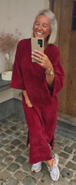 MANDU soft velvet maxi dress burgundy
