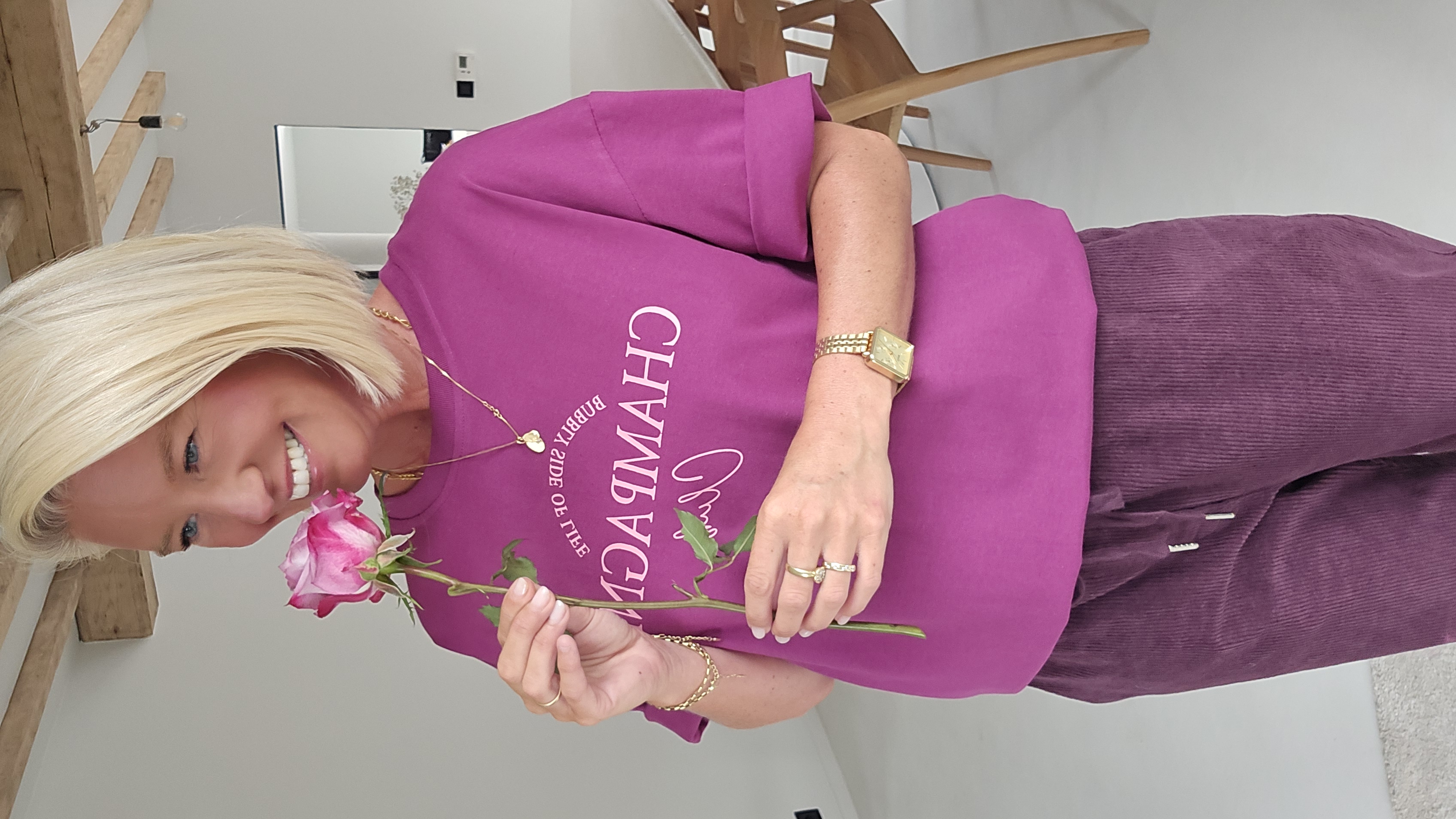 CHAMPAGNE CLUB cotton tee aubergine