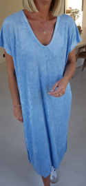 DIDI maxi terry T-shirt dress pastel blue v-neck