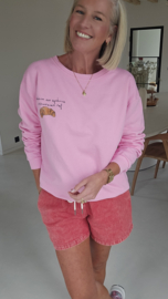 SUNDAYS ARE FOR CROISSANTS cotton sweatshirt pink