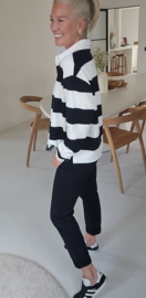 ANTJE striped polo sweatshirt black white