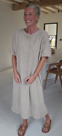 MANDIE soft velvet maxi dress beige