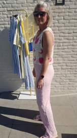 MOON AND STARS crochet cardigan fuschia