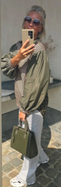 NINI oversized cotton striped shirt khaki