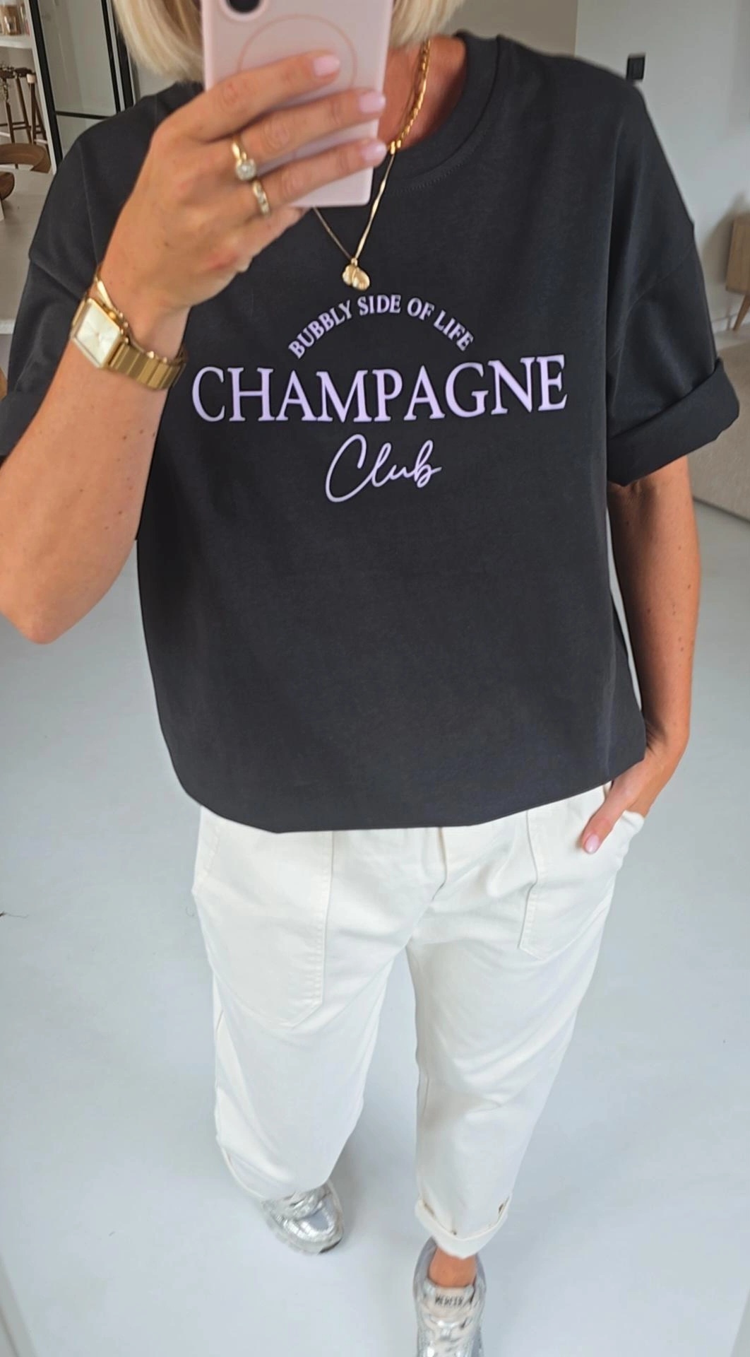 CHAMPAGNE CLUB cotton tee anthracite