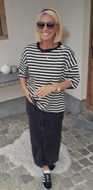 AYLIN oversized striped T-shirt black