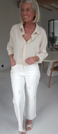 MONA wide leg jeans broderie white