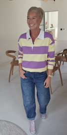 ANTJE striped polo sweatshirt violet yellow