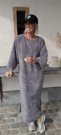 MANDU soft velvet maxi dress grey