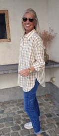 INEZA oversized checkered shirt burgundy